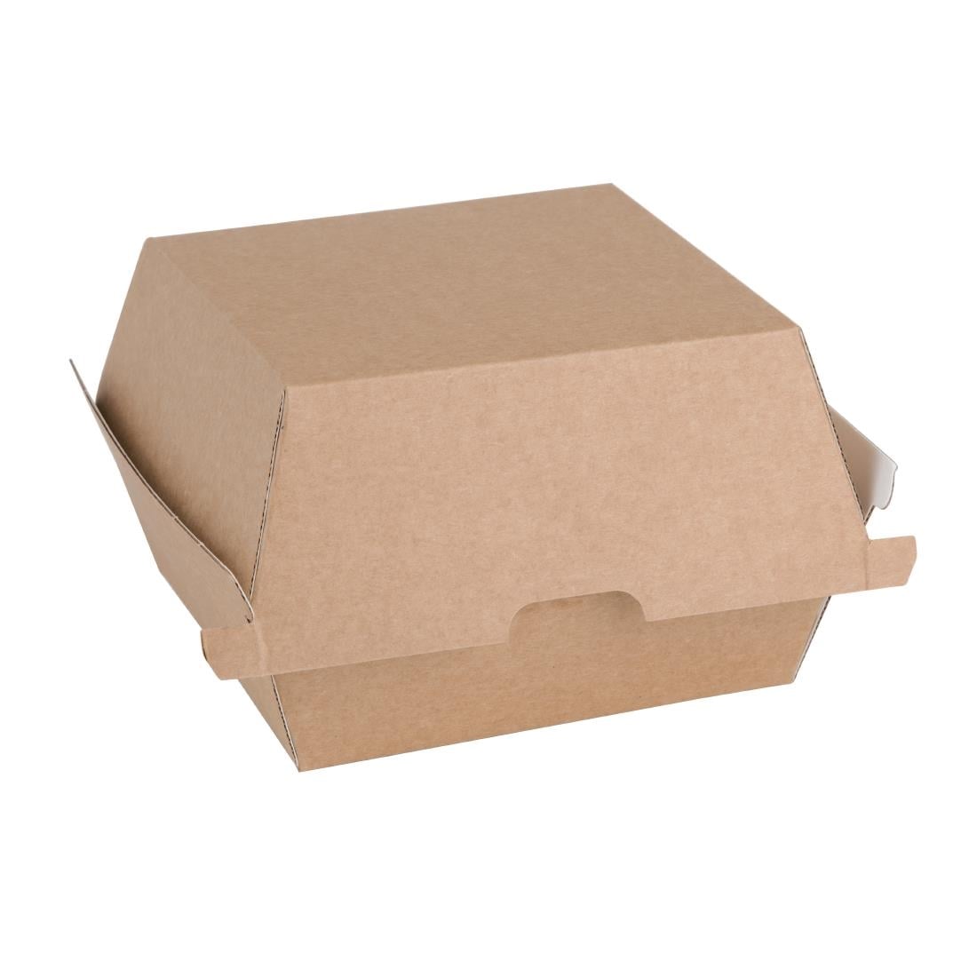 fb664_burgerbox.jpg Fiesta Compostable Kraft Burger Boxes Small 105mm (200 Pack) - Image 1