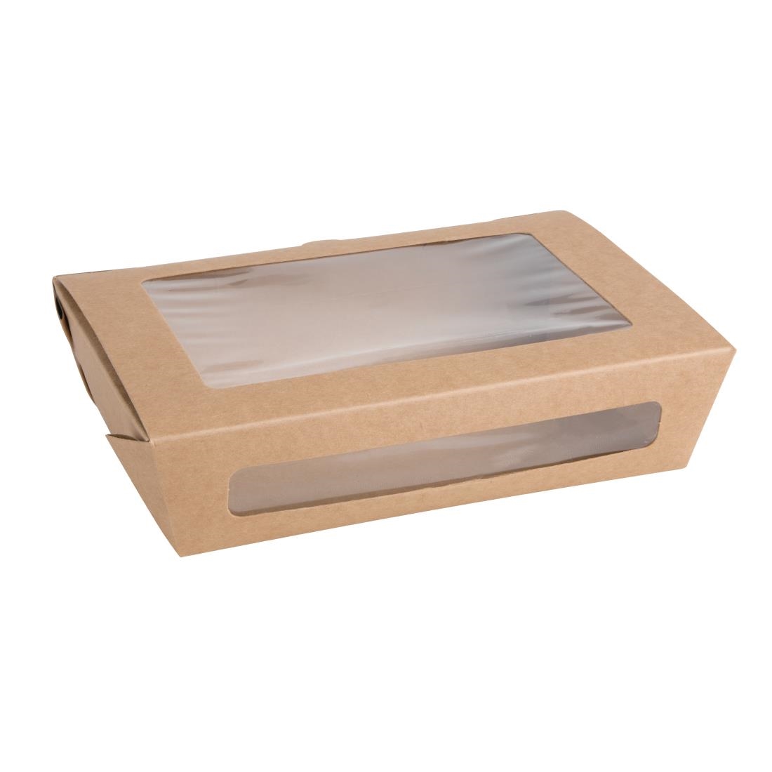 fb677_1200mlpapersaladboxwithplawindow1.jpg Fiesta Compostable Salad Boxes with PLA Windows 1200ml (200 Pack) - Image 1