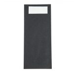 Europochette Black Cutlery Pouch with White Napkin (500 Pack)
