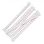 Fiesta Compostable Individually Wrapped Paper Smoothie Straws Red Stripes (250 Pack) - Image 2