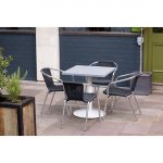 Bolero Aluminium and Black Wicker Chairs Black (Pack of 4) - Image 2