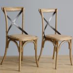 Bolero Natural Bentwood Chairs with Metal Cross Backrest (Pack of 2) - Image 3