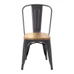 Bolero Bistro Side Chairs with Wooden Seat Pad Gun Metal (Pack of 4) - Image 3