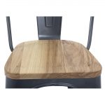 Bolero Bistro Side Chairs with Wooden Seat Pad Gun Metal (Pack of 4) - Image 8