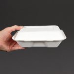 Vegware Compostable Bagasse Clamshell Hinged Meal Boxes 228mm - Image 9