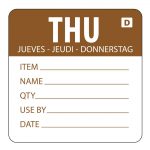 Hygiplas Dissolvable Day of the Week Labels Thursday (250 Pack)