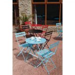Bolero Pavement Style Steel Chairs Seaside Blue (Pack of 2) - Image 2