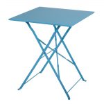 Bolero Pavement Style Square Steel Table Seaside Blue 600mm