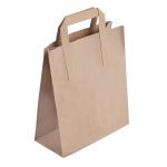 Fiesta Recyclable Flat Handle Brown Paper Bags Medium (250 Pack) - Image 3