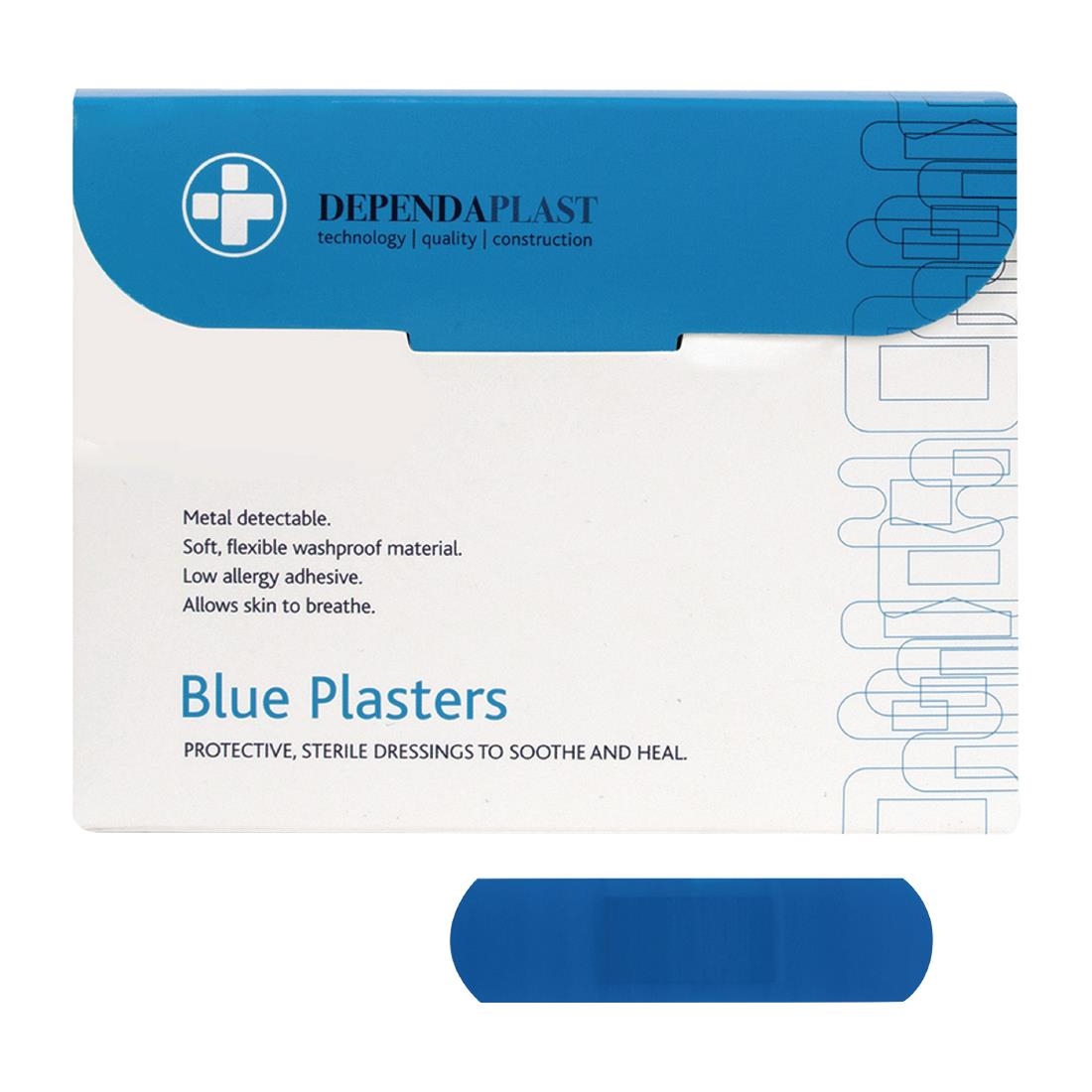 jf013_npi25-1.jpg Dependaplast Blue Food Area Plasters 7.5x2.5cm ( 100 Pack) - Image 1