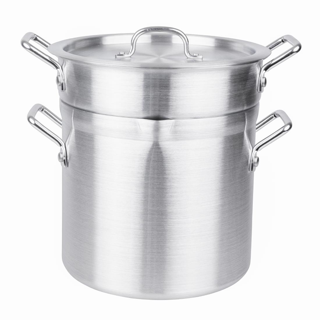 k645_upd25-21363.jpg Vogue Aluminium Double Boiler Pan with Lid 28cm - Image 1