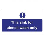 Vogue Utensil Wash Only Sign 200x100mm (Self-Adhesive)