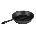 Vogue Round Cast Iron Ribbed Skillet Pan 26cm