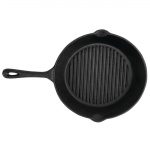 Vogue Round Cast Iron Ribbed Skillet Pan 26cm - Image 3