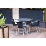 Bolero Aluminium and Black Wicker Chairs Black (Pack of 4) - Image 4