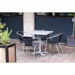 Bolero Aluminium and Black Wicker Chairs Black (Pack of 4) - Image 5