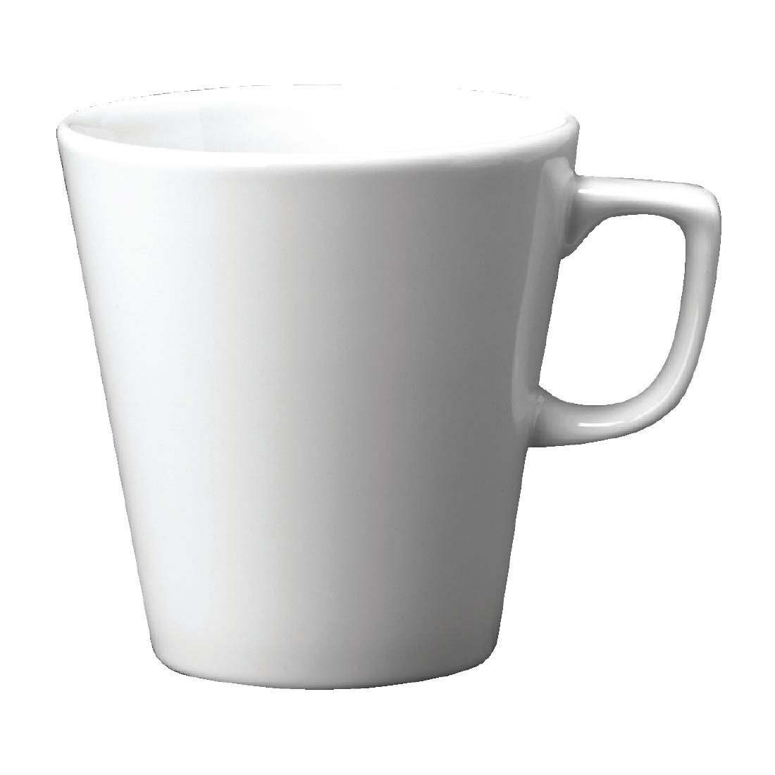 w002-w003-cafe-latte-mug.jpg Churchill Plain Whiteware Cafe Latte Mugs 340ml (12 Pack) - Image 1